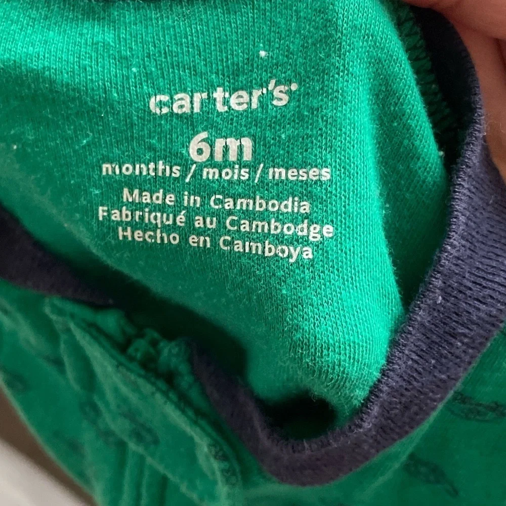 Carter's Green and Navy Turtle Footie size 6M